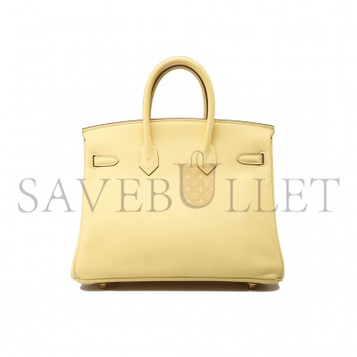 HERMES BIRKIN 25 SWIFT LEATHER GOOSE EGG YELLOW GOLD BUCKLE BAG H049362CK07 (25*20*13cm)